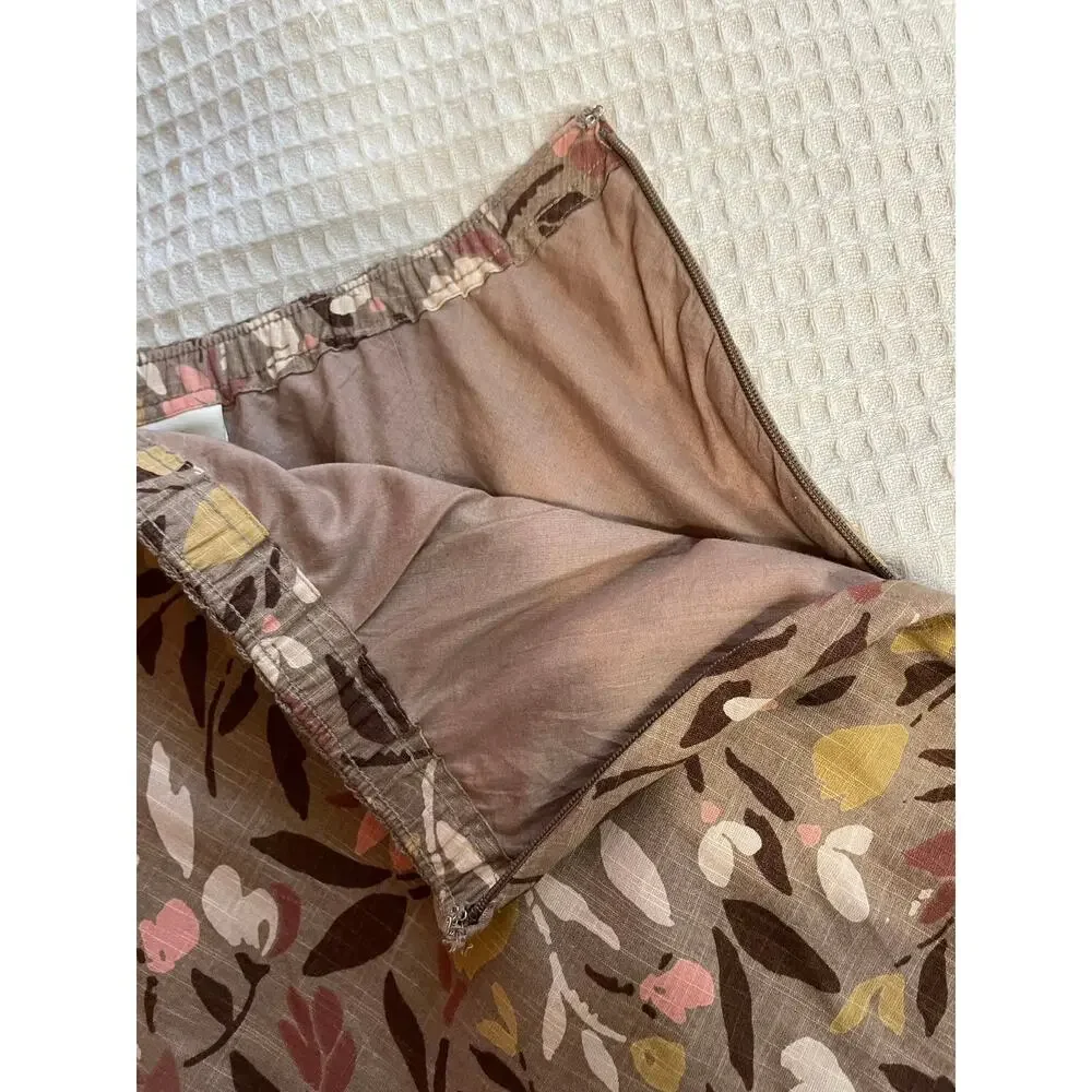 J. Jill 100% Cotton Beige Floral 90s Y2K Style Floral Knee Length Skirt XXSP